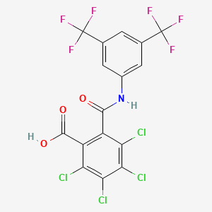 molecular formula C16H5Cl4F6NO3 B2446233 2-(N-(3,5-Bis(trifluoromethyl)phenyl)carbamoyl)-3,4,5,6-tetrachlorobenzoic acid CAS No. 1023859-50-8