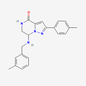 molecular formula C21H22N4O B2446238 7-[(3-methylbenzyl)amino]-2-(4-methylphenyl)-6,7-dihydropyrazolo[1,5-a]pyrazin-4(5H)-one CAS No. 2108711-93-7