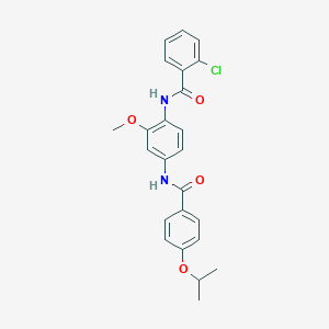 molecular formula C24H23ClN2O4 B244624 2-chloro-N-{4-[(4-isopropoxybenzoyl)amino]-2-methoxyphenyl}benzamide 