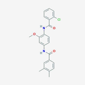 molecular formula C23H21ClN2O3 B244625 N-{4-[(2-chlorobenzoyl)amino]-3-methoxyphenyl}-3,4-dimethylbenzamide 