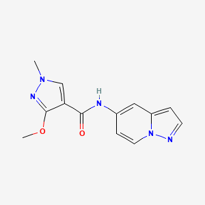 molecular formula C13H13N5O2 B2446251 3-methoxy-1-methyl-N-(pyrazolo[1,5-a]pyridin-5-yl)-1H-pyrazole-4-carboxamide CAS No. 2034547-70-9