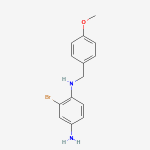 molecular formula C14H15BrN2O B2446261 2-溴-1-N-[(4-甲氧基苯基)甲基]苯-1,4-二胺 CAS No. 1281833-75-7