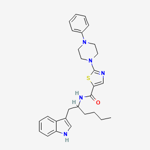 molecular formula C28H33N5OS B2446263 N-[1-(1H-indol-3-ylmethyl)pentyl]-2-(4-phenylpiperazin-1-yl)thiazole-5-carboxamide CAS No. 2241214-52-6