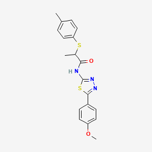 molecular formula C19H19N3O2S2 B2446266 N-(5-(4-甲氧基苯基)-1,3,4-噻二唑-2-基)-2-(对甲苯硫基)丙酰胺 CAS No. 394235-60-0