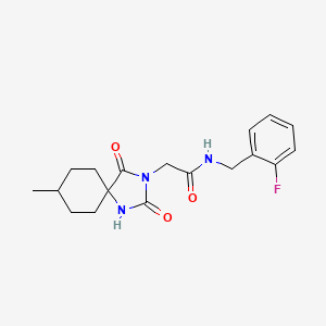 molecular formula C18H22FN3O3 B2446267 N-(2-fluorobenzyl)-2-(8-methyl-2,4-dioxo-1,3-diazaspiro[4.5]dec-3-yl)acetamide CAS No. 1190556-72-9