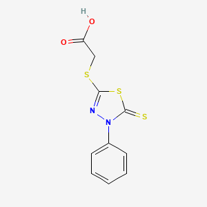 molecular formula C10H8N2O2S3 B2446269 2-[(4-Phenyl-5-sulfanylidene-4,5-dihydro-1,3,4-thiadiazol-2-yl)sulfanyl]acetic acid CAS No. 757220-14-7