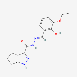 molecular formula C16H18N4O3 B2446271 N'-[(E)-(3-ethoxy-2-hydroxyphenyl)methylidene]-1,4,5,6-tetrahydrocyclopenta[c]pyrazole-3-carbohydrazide CAS No. 306986-72-1