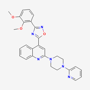 molecular formula C28H26N6O3 B2446272 3-(2,3-二甲氧苯基)-5-(2-(4-(吡啶-2-基)哌嗪-1-基)喹啉-4-基)-1,2,4-恶二唑 CAS No. 1112447-37-6