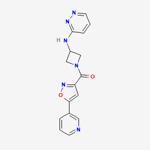 molecular formula C16H14N6O2 B2446273 N-{1-[5-(pyridin-3-yl)-1,2-oxazole-3-carbonyl]azetidin-3-yl}pyridazin-3-amine CAS No. 2097917-31-0