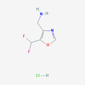 molecular formula C5H7ClF2N2O B2446291 [5-(Difluoromethyl)oxazol-4-yl]methanamine hydrochloride CAS No. 2287302-58-1