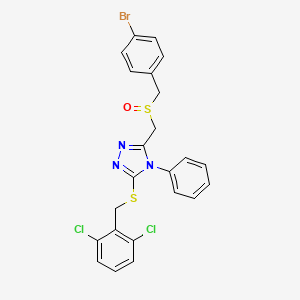 molecular formula C23H18BrCl2N3OS2 B2446297 3-{[(4-bromobenzyl)sulfinyl]methyl}-5-[(2,6-dichlorobenzyl)sulfanyl]-4-phenyl-4H-1,2,4-triazole CAS No. 344274-82-4