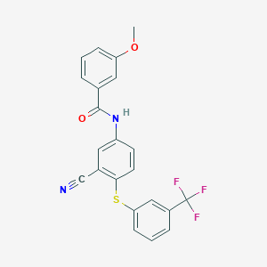 N-(3-cyano-4-{[3-(trifluoromethyl)phenyl]sulfanyl}phenyl)-3-methoxybenzenecarboxamide