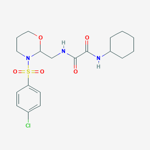 molecular formula C19H26ClN3O5S B2446301 N-[[3-(4-chlorophenyl)sulfonyl-1,3-oxazinan-2-yl]methyl]-N'-cyclohexyloxamide CAS No. 872987-27-4