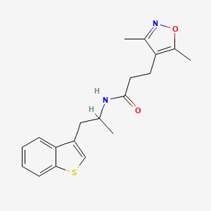 molecular formula C19H22N2O2S B2446307 N-(1-(benzo[b]thiophen-3-yl)propan-2-yl)-3-(3,5-dimethylisoxazol-4-yl)propanamide CAS No. 2034617-52-0