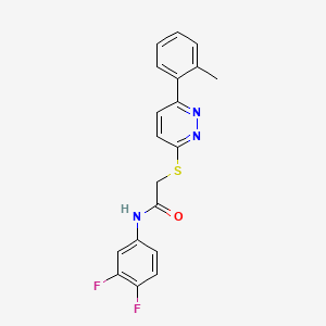 molecular formula C19H15F2N3OS B2446309 N-(3,4-difluorophenyl)-2-((6-(o-tolyl)pyridazin-3-yl)thio)acetamide CAS No. 922887-12-5