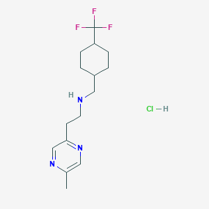 molecular formula C15H23ClF3N3 B2446319 2-(5-甲基吡嗪-2-基)-N-[[4-(三氟甲基)环己基]甲基]乙胺；盐酸盐 CAS No. 2418727-78-1