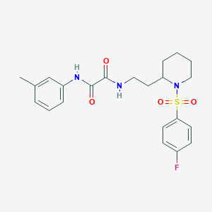 molecular formula C22H26FN3O4S B2446326 N1-(2-(1-((4-fluorophenyl)sulfonyl)piperidin-2-yl)ethyl)-N2-(m-tolyl)oxalamide CAS No. 898444-97-8