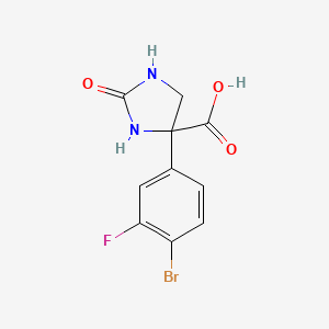 molecular formula C10H8BrFN2O3 B2446335 4-(4-Bromo-3-fluorophenyl)-2-oxoimidazolidine-4-carboxylic acid CAS No. 2248327-37-7