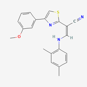molecular formula C21H19N3OS B2446351 (Z)-3-((2,4-二甲苯基)氨基)-2-(4-(3-甲氧基苯基)噻唑-2-基)丙烯腈 CAS No. 477186-93-9