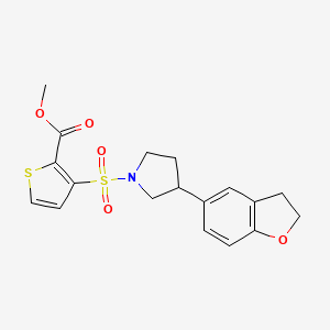 molecular formula C18H19NO5S2 B2446355 3-{[3-(2,3-二氢-1-苯并呋喃-5-基)吡咯烷-1-基]磺酰基}噻吩-2-羧酸甲酯 CAS No. 2097918-51-7