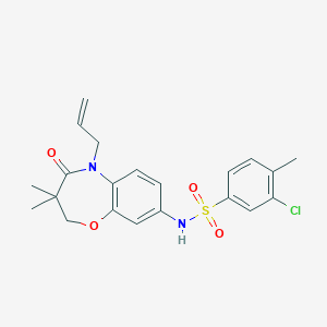 molecular formula C21H23ClN2O4S B2446358 N-(5-allyl-3,3-dimethyl-4-oxo-2,3,4,5-tetrahydrobenzo[b][1,4]oxazepin-8-yl)-3-chloro-4-methylbenzenesulfonamide CAS No. 921991-93-7