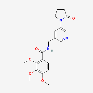 molecular formula C20H23N3O5 B2446362 2,3,4-trimethoxy-N-{[5-(2-oxopyrrolidin-1-yl)pyridin-3-yl]methyl}benzamide CAS No. 2097924-26-8