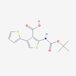 molecular formula C14H15NO4S2 B2446365 2-[(2-Methylpropan-2-yl)oxycarbonylamino]-4-thiophen-2-ylthiophene-3-carboxylic acid CAS No. 2287340-30-9