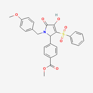 molecular formula C26H23NO7S B2446367 methyl 4-(4-hydroxy-1-(4-methoxybenzyl)-5-oxo-3-(phenylsulfonyl)-2,5-dihydro-1H-pyrrol-2-yl)benzoate CAS No. 1358684-25-9
