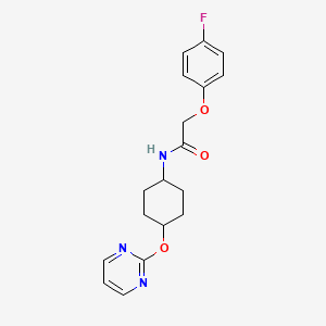 molecular formula C18H20FN3O3 B2446371 2-(4-fluorophenoxy)-N-((1r,4r)-4-(pyrimidin-2-yloxy)cyclohexyl)acetamide CAS No. 2034400-46-7
