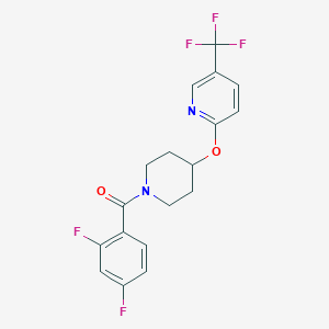 molecular formula C18H15F5N2O2 B2446372 (2,4-Difluorophenyl)(4-((5-(trifluoromethyl)pyridin-2-yl)oxy)piperidin-1-yl)methanone CAS No. 1421528-89-3