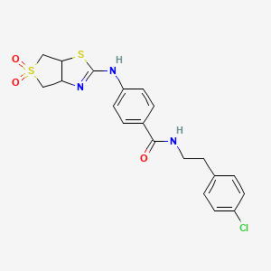 N-(4-chlorophenethyl)-4-((5,5-dioxido-3a,4,6,6a-tetrahydrothieno[3,4-d]thiazol-2-yl)amino)benzamide