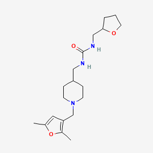 molecular formula C19H31N3O3 B2446394 1-((1-((2,5-Dimethylfuran-3-yl)methyl)piperidin-4-yl)methyl)-3-((tetrahydrofuran-2-yl)methyl)urea CAS No. 2034621-90-2