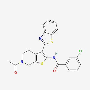 molecular formula C23H18ClN3O2S2 B2446400 N-(6-acetyl-3-(benzo[d]thiazol-2-yl)-4,5,6,7-tetrahydrothieno[2,3-c]pyridin-2-yl)-3-chlorobenzamide CAS No. 864859-96-1