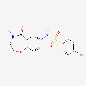 molecular formula C16H15BrN2O4S B2446405 4-bromo-N-(4-methyl-5-oxo-2,3,4,5-tetrahydrobenzo[f][1,4]oxazepin-7-yl)benzenesulfonamide CAS No. 922006-90-4