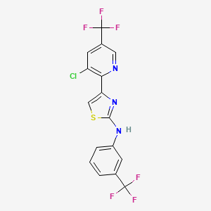 molecular formula C16H8ClF6N3S B2446424 4-[3-chloro-5-(trifluoromethyl)-2-pyridinyl]-N-[3-(trifluoromethyl)phenyl]-1,3-thiazol-2-amine CAS No. 2061726-61-0