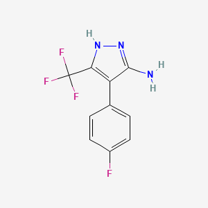molecular formula C10H7F4N3 B2446426 4-(4-fluorophenyl)-3-(trifluoromethyl)-1H-pyrazol-5-amine CAS No. 1046046-44-9