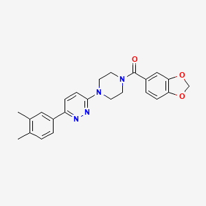 molecular formula C24H24N4O3 B2446427 Benzo[d][1,3]dioxol-5-yl(4-(6-(3,4-dimethylphenyl)pyridazin-3-yl)piperazin-1-yl)methanone CAS No. 1021103-85-4