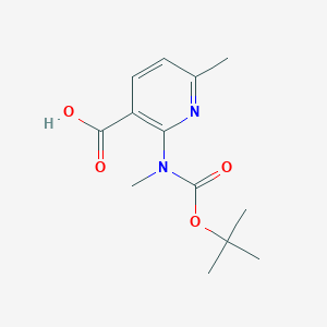 molecular formula C13H18N2O4 B2446432 6-Methyl-2-[methyl-[(2-methylpropan-2-yl)oxycarbonyl]amino]pyridine-3-carboxylic acid CAS No. 2248290-14-2