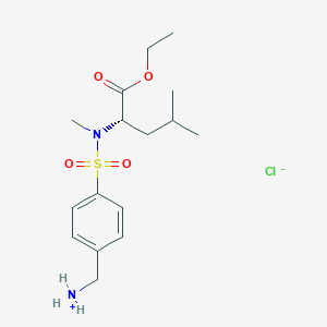 molecular formula C16H27ClN2O4S B2446437 (4-{[[(1S)-1-(ethoxycarbonyl)-3-methylbutyl](methyl)amino]sulfonyl}phenyl)methanaminium chloride CAS No. 1078603-54-9