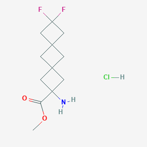 molecular formula C12H18ClF2NO2 B2446446 Methyl 2-amino-8,8-difluorodispiro[3.1.36.14]decane-2-carboxylate;hydrochloride CAS No. 2470437-62-6