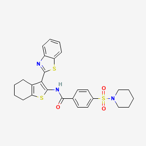 N-(3-(benzo[d]thiazol-2-yl)-4,5,6,7-tetrahydrobenzo[b]thiophen-2-yl)-4-(piperidin-1-ylsulfonyl)benzamide