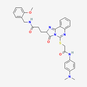 B2446456 3-{5-[({[4-(dimethylamino)phenyl]carbamoyl}methyl)sulfanyl]-3-oxo-2H,3H-imidazo[1,2-c]quinazolin-2-yl}-N-[(2-methoxyphenyl)methyl]propanamide CAS No. 1103978-01-3
