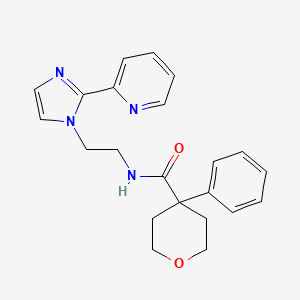 4-phenyl-N-(2-(2-(pyridin-2-yl)-1H-imidazol-1-yl)ethyl)tetrahydro-2H-pyran-4-carboxamide
