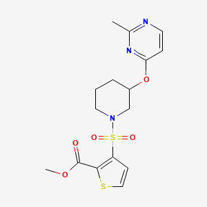 molecular formula C16H19N3O5S2 B2446463 Methyl 3-((3-((2-methylpyrimidin-4-yl)oxy)piperidin-1-yl)sulfonyl)thiophene-2-carboxylate CAS No. 2034401-78-8