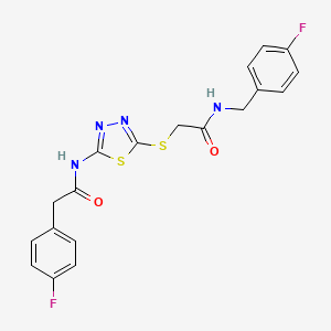 molecular formula C19H16F2N4O2S2 B2446465 N-(4-fluorobenzyl)-2-((5-(2-(4-fluorophenyl)acetamido)-1,3,4-thiadiazol-2-yl)thio)acetamide CAS No. 868977-37-1