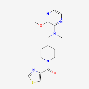 molecular formula C16H21N5O2S B2446468 [4-[[(3-Methoxypyrazin-2-yl)-methylamino]methyl]piperidin-1-yl]-(1,3-thiazol-4-yl)methanone CAS No. 2380144-22-7