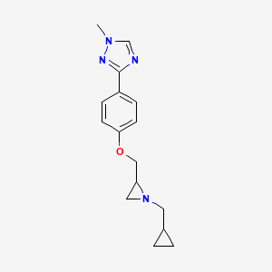 molecular formula C16H20N4O B2446475 3-[4-[[1-(Cyclopropylmethyl)aziridin-2-yl]methoxy]phenyl]-1-methyl-1,2,4-triazole CAS No. 2418647-92-2