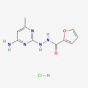 molecular formula C10H12ClN5O2 B2446476 N'-(4-氨基-6-甲基嘧啶-2-基)呋喃-2-甲酰肼盐酸盐 CAS No. 2034528-05-5