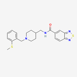 molecular formula C21H24N4OS2 B2446488 N-((1-(2-(甲硫基)苄基)哌啶-4-基)甲基)苯并[c][1,2,5]噻二唑-5-甲酰胺 CAS No. 1235622-72-6