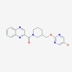 molecular formula C19H18BrN5O2 B2446490 [3-[(5-Bromopyrimidin-2-yl)oxymethyl]piperidin-1-yl]-quinoxalin-2-ylmethanone CAS No. 2380063-69-2